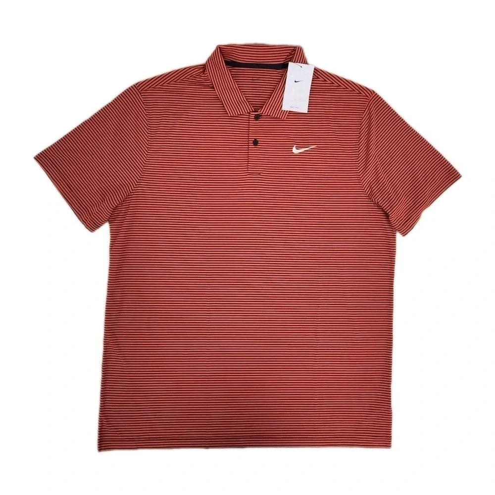 Nike Dri-FIT Victory Striped Golf‎ Polo Shirt FZ5647 Orange/Blue Men's Size XL